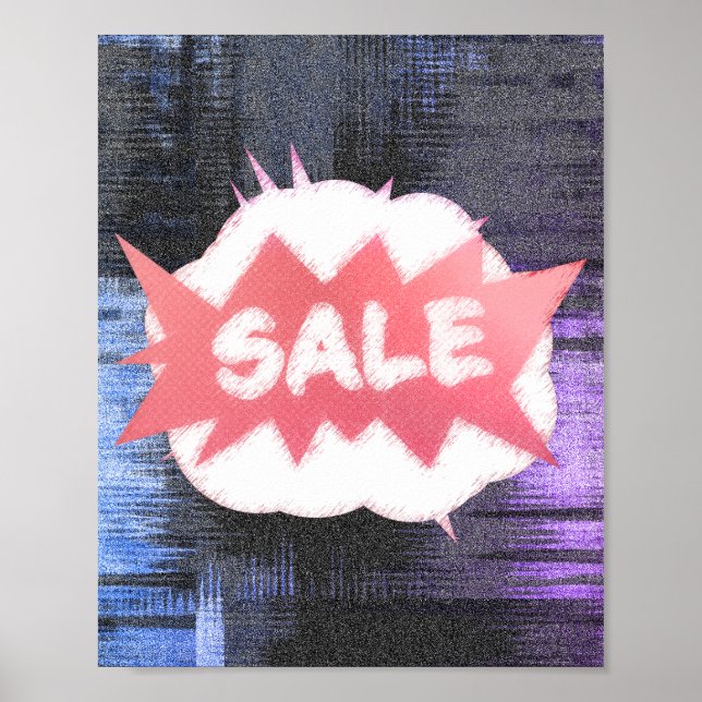Poster Funky Grunge Sale Burst Gritty e Playful Design (Frente)