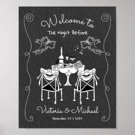 Poster Funky Hand desenhou as boas-vindas do ensaio Janta