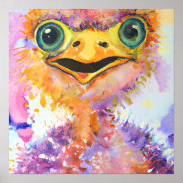 Poster Funky Happy Emu Fazenda Retrato Animal
