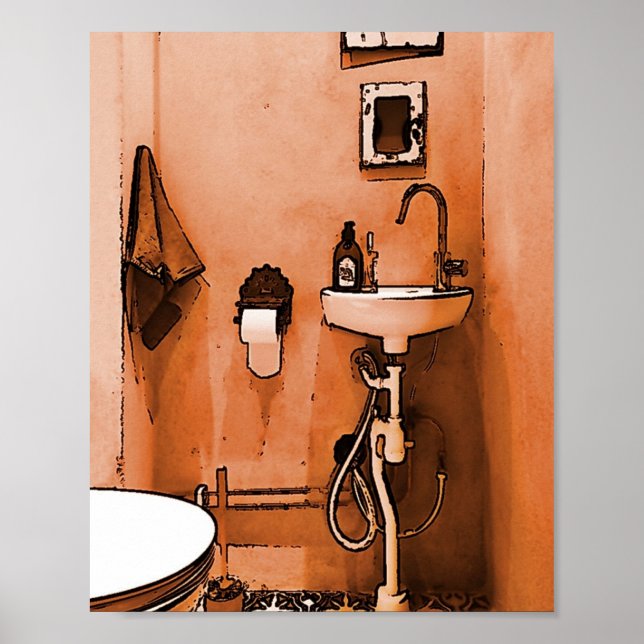Póster Funky Peachy Bathroom (Frente)