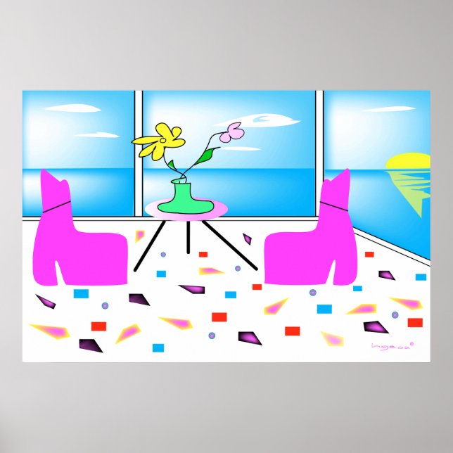 Póster Funky Whimsical Miami Colorful (Frente)