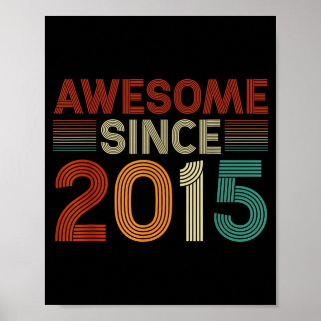 Poster Funny 10 Year Old Awesome Since 2015 Birthday Son  (Frente)