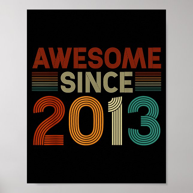 Poster Funny 12 Year Old Awesome Since 2013 Birthday Son  (Frente)