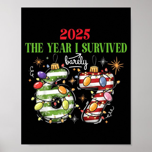 Poster Funny 2025 The Year I Survived Barely 67 Christmas (Frente)