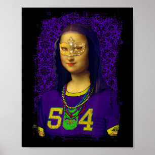 Poster Funny 504 Nova Orleans Mardi Gras Mona Lisa Mashup