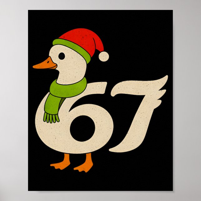 Poster Funny 67 Ganso Natal 6 7 Meme Pato Chapéu do Papai (Frente)
