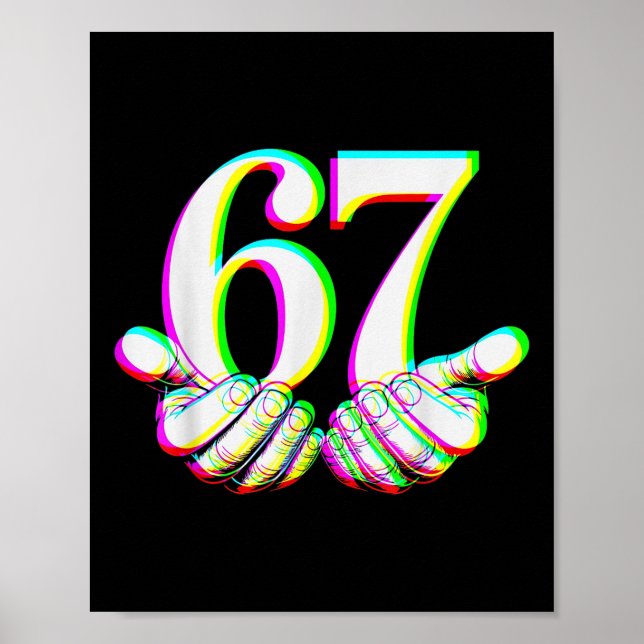 Poster Funny 67 Hand Six Seven Meme Gen Alpha Slang Desig (Frente)