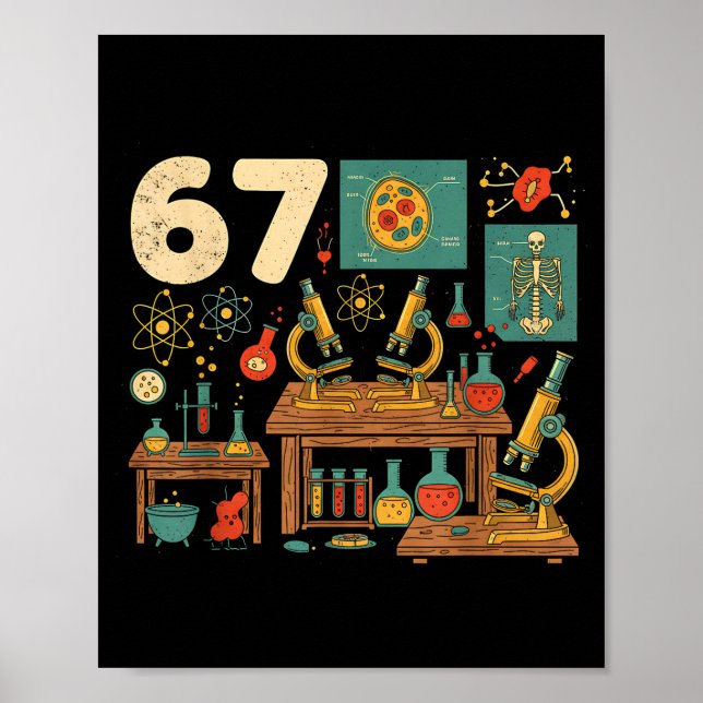 Poster Funny 67 Meme Science Teacher Students Six Seven M (Frente)