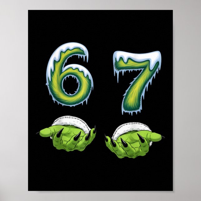 Poster Funny 67 Meme Six Seven Scary Monster Hands Christ (Frente)