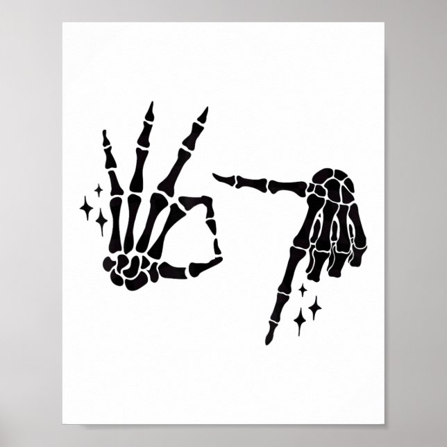 Poster Funny 67 Meme Skeleton Hand 6 7 Halloween Six Seve (Frente)