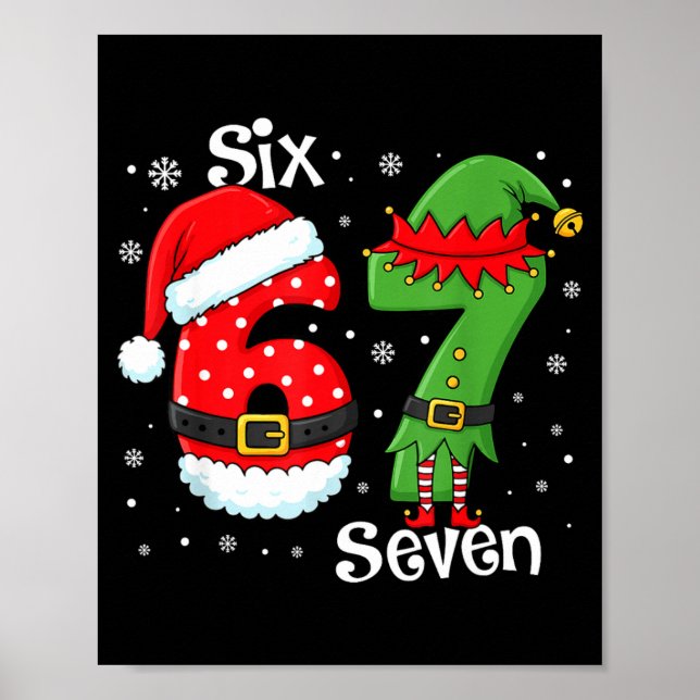 Poster Funny 67 Six Seven Meme 6 7 Elf Santa Christmas Pa (Frente)