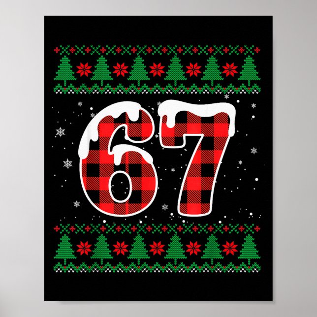 Poster Funny 67 Six Seven Meme Brainrot Cringe Christmas  (Frente)