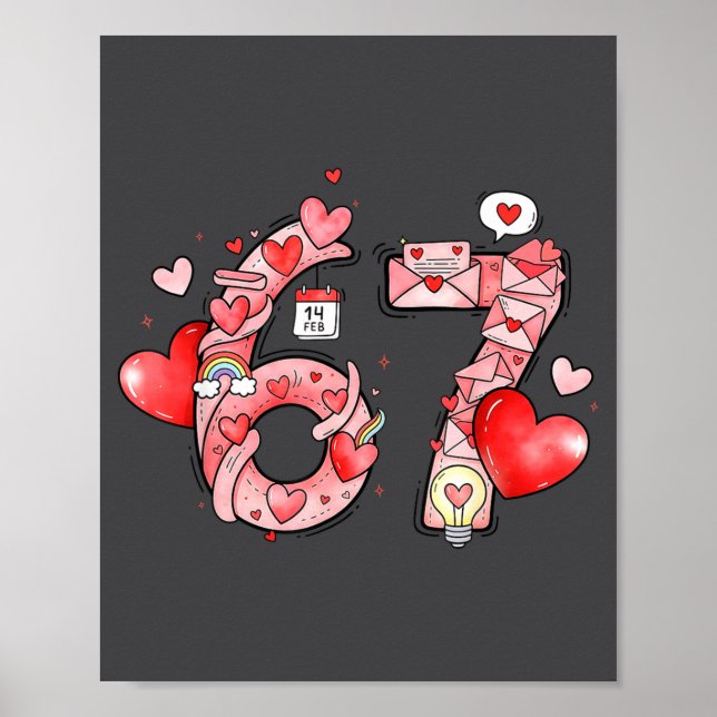 Poster Funny 67 Six Seven Meme Valentines Day Gen Alpha S (Frente)