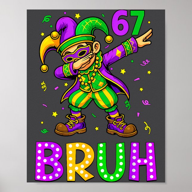 Poster Funny 6 7 Mardi Gras Six Seven Dabbing Boy 67 Mard (Frente)