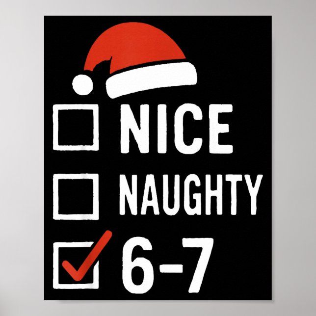 Poster Funny 6-7 Meme Nice Naughty Christmas, Six Seven C (Frente)