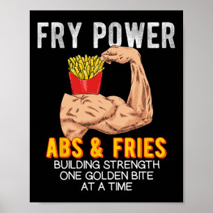 Poster Funny Abs Exerce Fries Franceses Construção Muscul