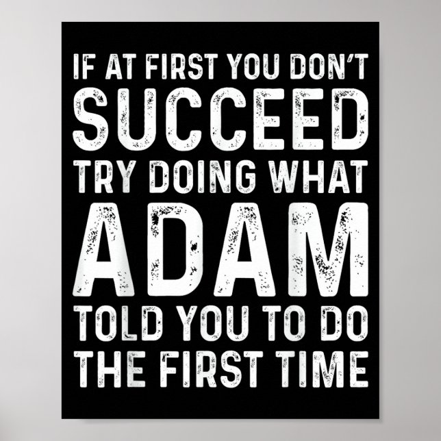 Poster Funny Adam If At First You Don't Succeed Try Doing (Frente)