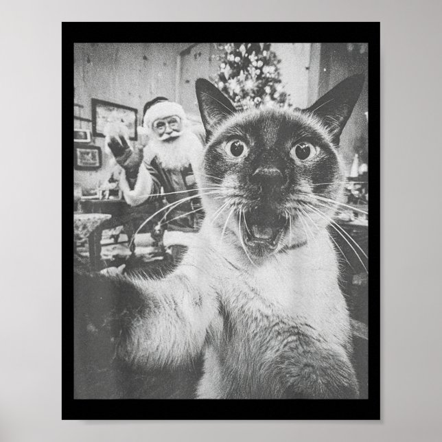 Poster Funny Ai Siamese Cat Selfie With Santa Claus Chris (Frente)