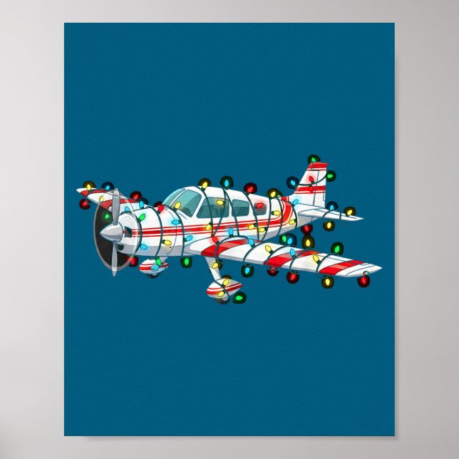 Poster Funny Airplane Christmas Graphics Lights Lover  (Frente)