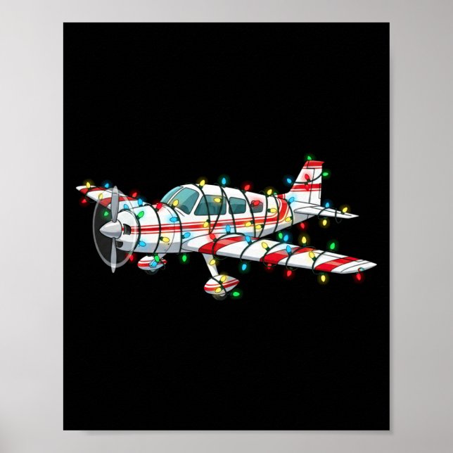 Poster Funny Airplane Christmas Graphics Lights Lover Lon (Frente)
