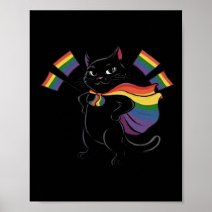Poster Funny Ally Cat Rainbow Flag Orgulho gay Mês Lgbtq