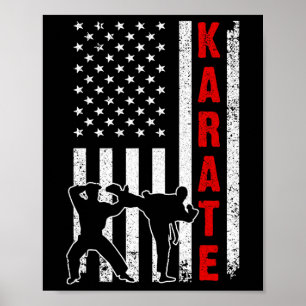 Poster Funny American Flag Karate Art For Men Women Karat
