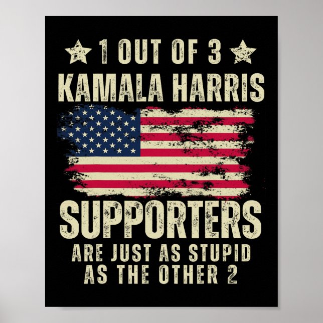 Poster Funny Anti Kamala Harris Piada estúpida bandeira a (Frente)