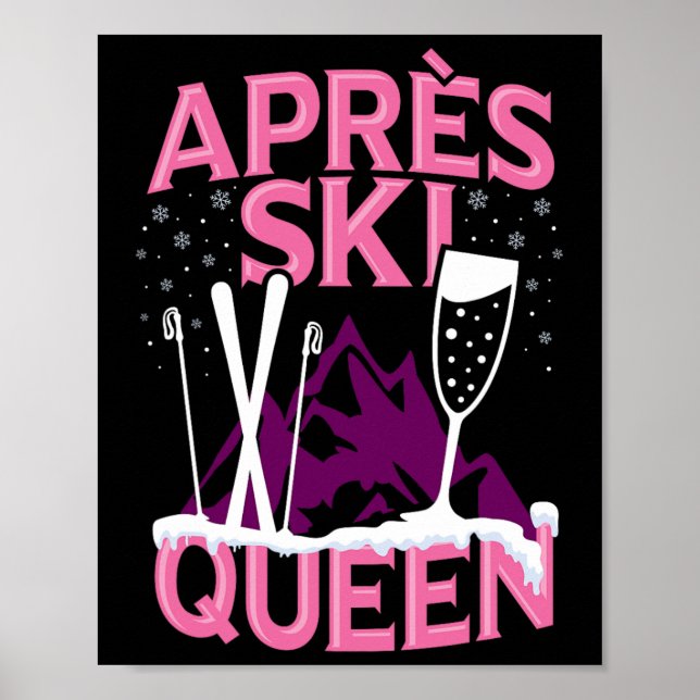 Poster Funny Apres Ski Queen Skiing Festa de Esportes de  (Frente)