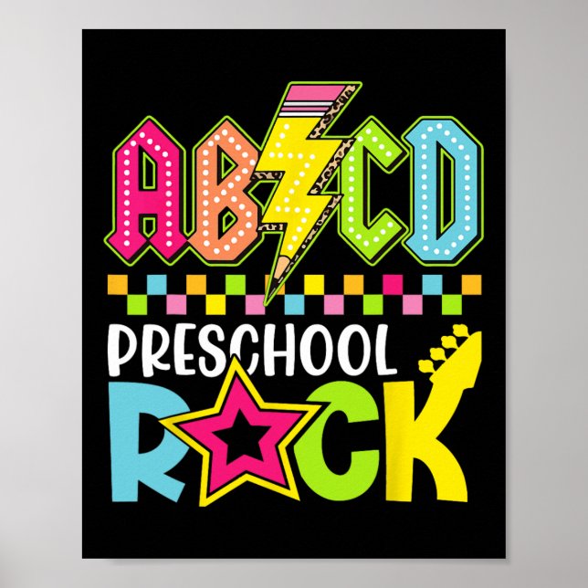 Poster Funny Back To School Lightning Bolt Preschool Rock (Frente)