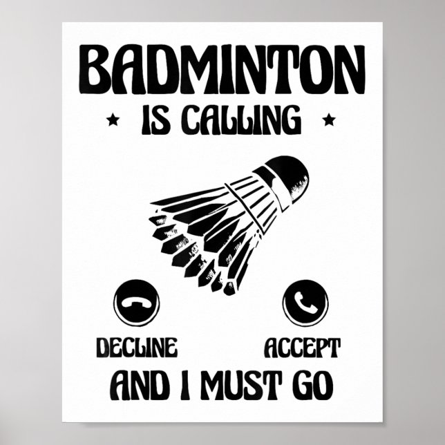 Poster Funny Badminton Player Love Shuttle Design 2  (Frente)