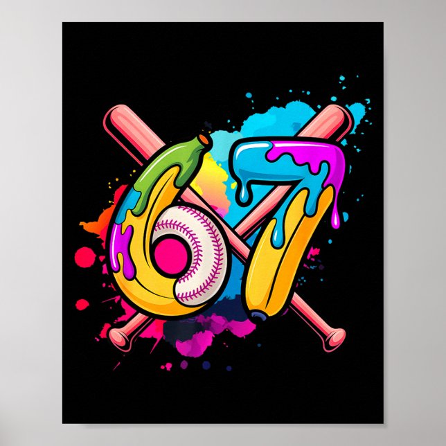 Poster Funny Banana Baseball 67 Ice Cream Drip Meme  (Frente)