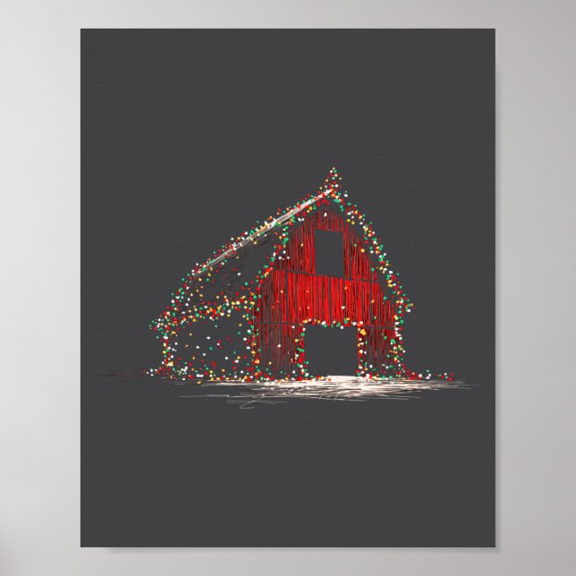 Poster Funny Barn Christmas Graphics Lights Lover Farm Fa (Frente)