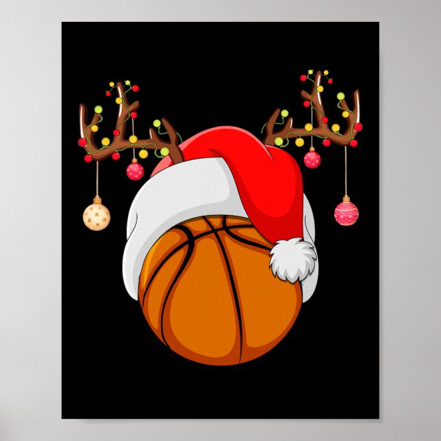 Poster Funny Basball Lover Reindet Papais noeis Basquete  (Frente)