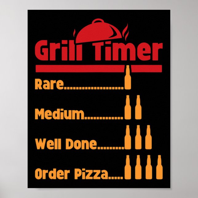 Poster Funny Bbq Beer Bottles Grill Timer For Ckyard Rbec (Frente)