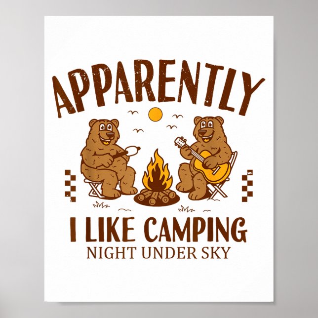 Poster Funny Bear Apparently, I Like Camng  (Frente)