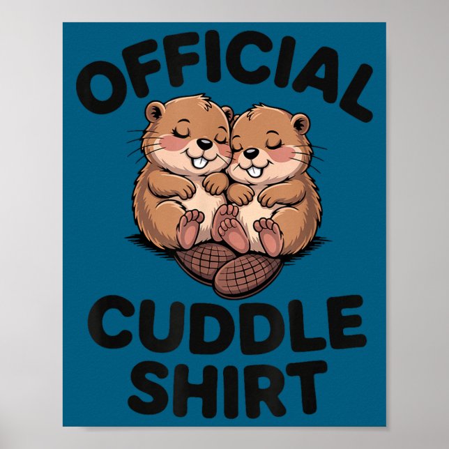 Poster Funny Beavers Hugging Cuddle  (Frente)