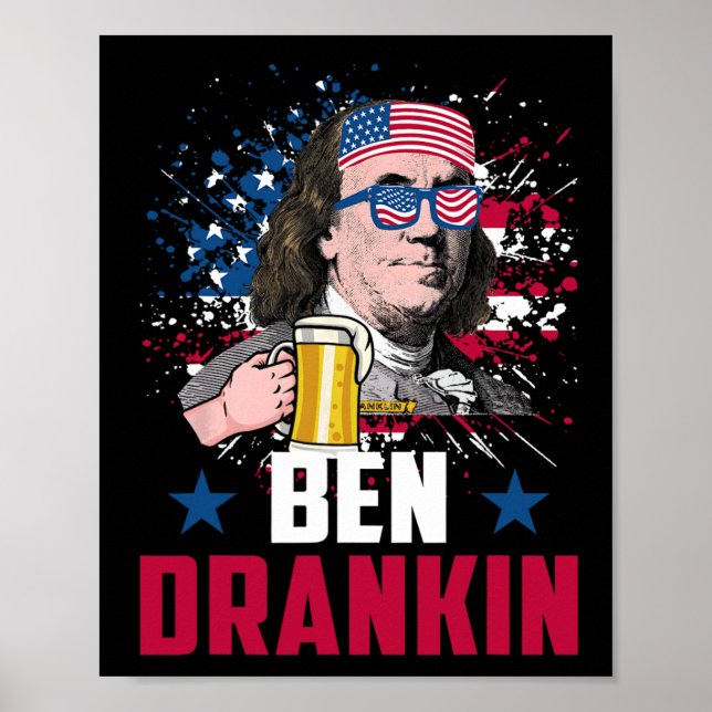 Poster Funny Ben Drankin 4 De Julho Dos Eua Bandeira Home (Frente)