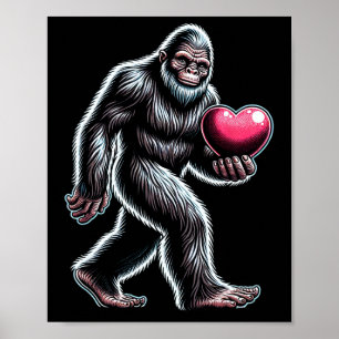 Poster Funny Bigfoot Sasquatch Heart Mens Garotos Valen
