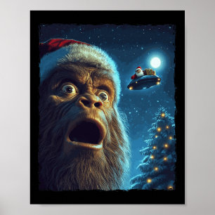 Poster Funny Bigfoot Sasquatch Selfie Papais noeis Ufo Xm