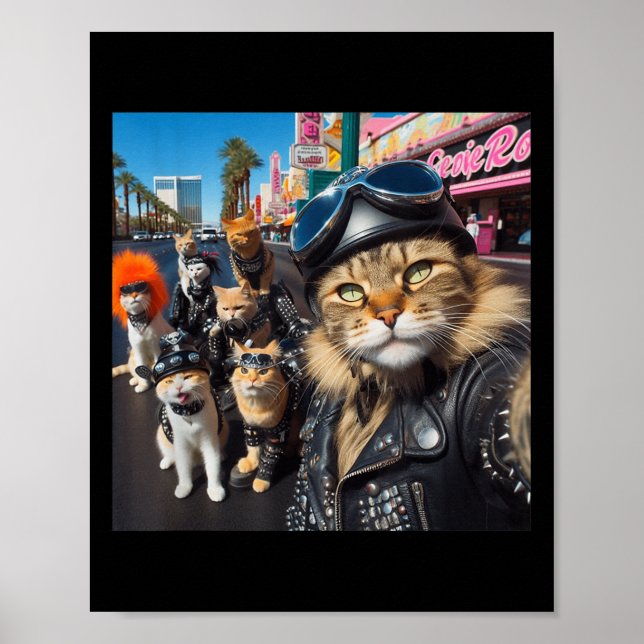 Poster Funny Biker Gata Gangster Cats Street Moto C (Frente)