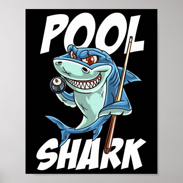 Poster Funny Billiards Piscina Shark Snooker Hall Piada B (Frente)