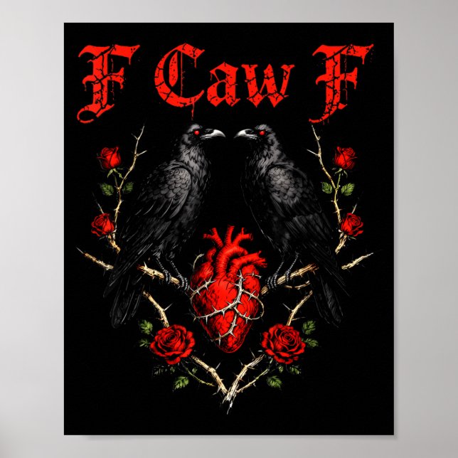 Poster Funny Black Bird F-caw-f Anti Valentines Day Singl (Frente)