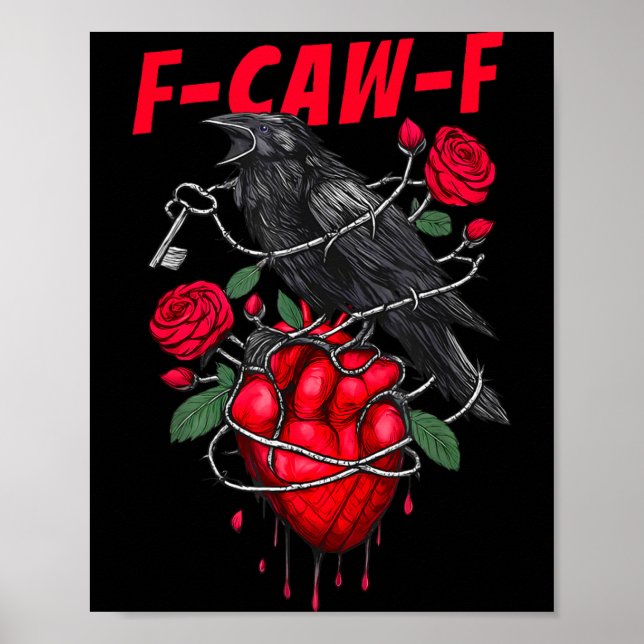 Poster Funny Black Bird F-caw-f Anti Valentines Day Singl (Frente)