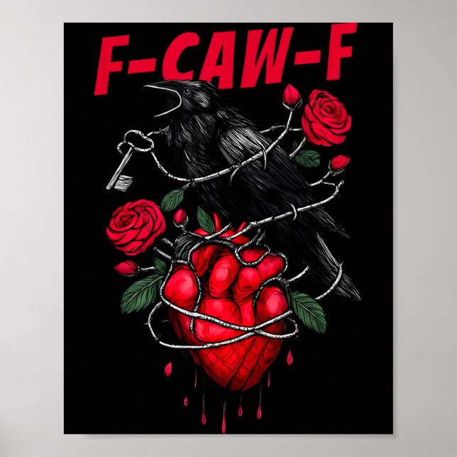 Poster Funny Black Bird F-caw-f Anti Valentines Day Singl (Frente)