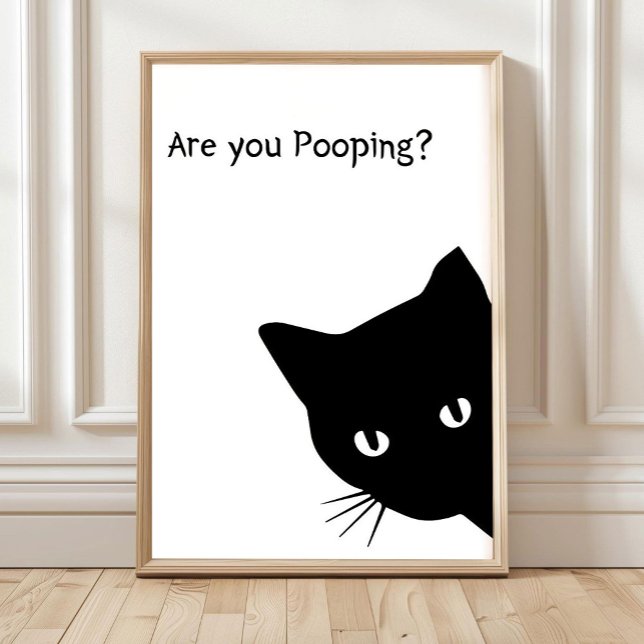 Poster Funny Black Cat Bathroom Print: 'Are You Pooping?' (Criador carregado)