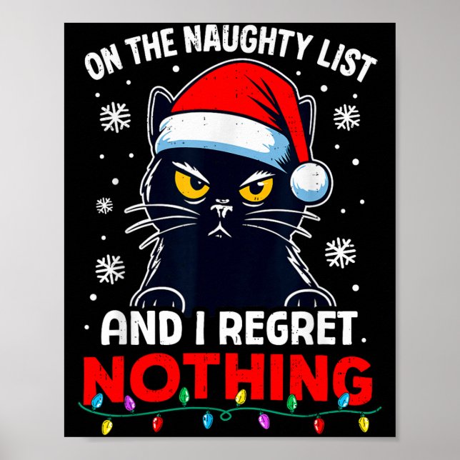 Poster Funny Black Cat Christmas I Regret Nothing Cats Lo (Frente)