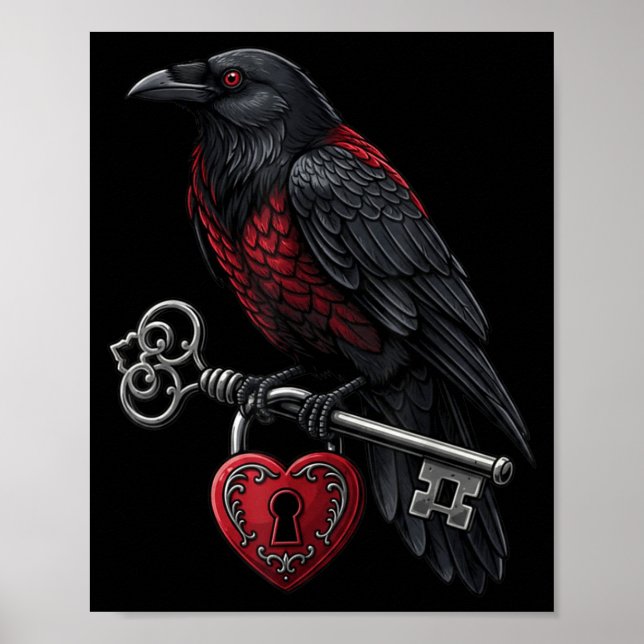 Poster Funny Black Crow Black Bird Funny Crow Valentines  (Frente)