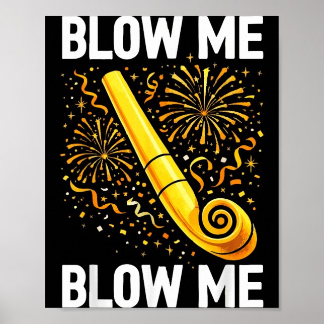 Poster Funny Blow Me Kiss Me Happy New Year Couple Matchi (Frente)
