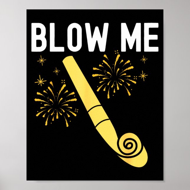 Poster Funny Blow Me Kiss Me Happy New Year Couple Matchi (Frente)