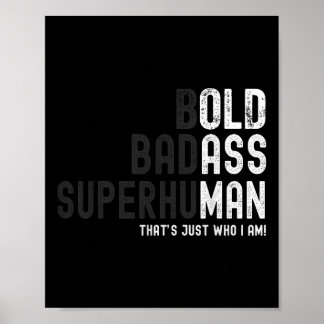 Poster Funny Bold Mau Super Humano Pai Vovô Fath